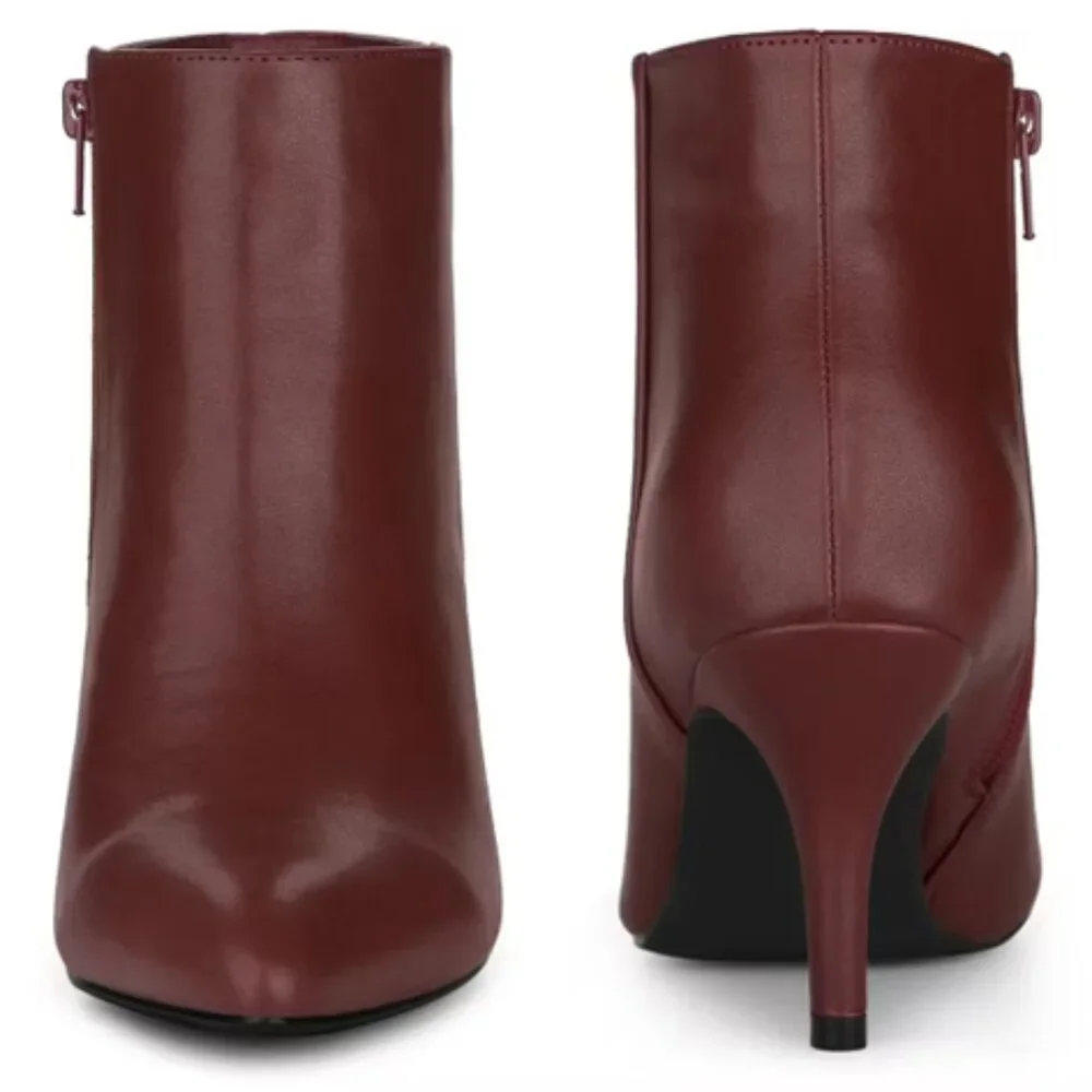 Perphy Women's Pointed Toe Side Zipper Stiletto Heel Ankle Booties